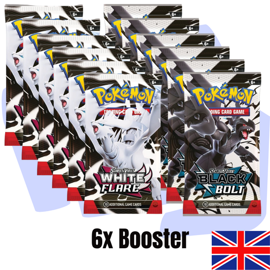 6x Pokemon Black Bolt/ White Flare Booster Englisch/Deutsch